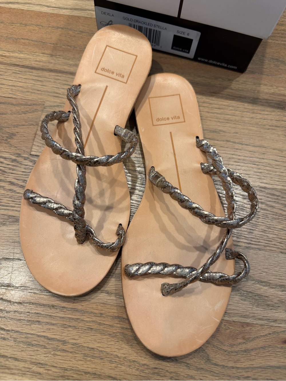 Dolce Vita Gold Metallic Braided-Strap Women's Sandals, size 6